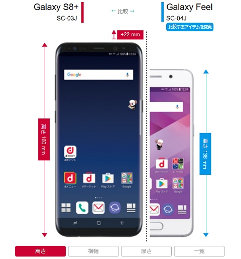 ドコモ スマホ機種変更の参考に 新機種や旧モデルのサイズを比較する方法 大きさ比較ツール モバイルびより