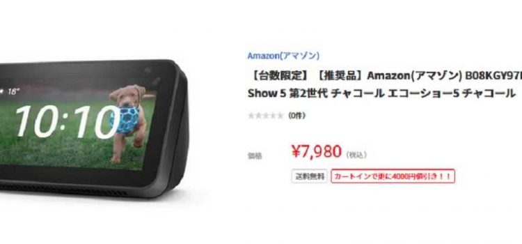 [半額以下の激安] Echo Show 5 第2世代スマートディスプレイ アマゾン定価8980円→3980円の投げ売り