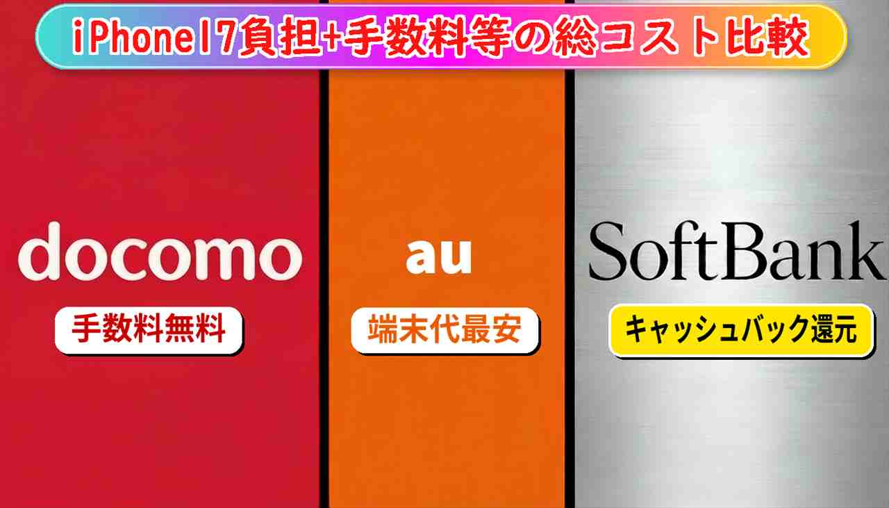 3社ともiPhone17負担1万円以下まで値下げ]激安iPhone17利用法と3大